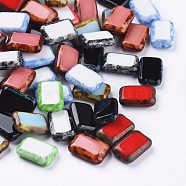 Retro Czech Glass Beads,  Rectangle, Mixed Color, 12x8x3.5mm, Hole: 0.9mm, about 120pcs/bag(GLAA-I045-10A)