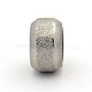 Stainless Steel Textured Beads, Large Hole Rondelle Beads, Stainless Steel Color, 11x6mm, Hole: 6mm(STAS-M003-10P)