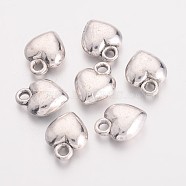 Valentine Day Ideas for Her Tibetan Style Alloy Charms, Lead Free, Cadmium Free and Nickel Free, Heart, Antique Silver, 11.5mm long, 9mm wide, 4.5mm thick, hole: 1.5mm(EA526Y-NF)