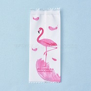 Plastic Bag, Flamingo Printed, Nougat Candy Wrapper, Available for Bag Heat Sealer, Rectangle, Pink, 9.7x3.9x0.02cm(PE-K001-02)