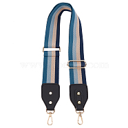 Stripe Pattern Cotton Fabric & PU Leather Bag Straps, with Alloy Swivel Clasps, Bag Replacement Accessories, Steel Blue, 87~132x5~5.6cm(FIND-WH0001-55B)