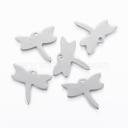 304 Stainless Steel Pendants, Dragonfly, Stainless Steel Color, 17x20x0.8mm, Hole: 1.2mm(STAS-H420-40P)