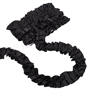 Falbala Satin Ribbon, Pleated Wavy Ribbon, for Garment Accesories, Black, 1-3/4~2 inch(45~50mm), about 4.92 Yards(4.5m)/Card(OCOR-WH0047-62A)