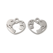 304 Stainless Steel Charms, Laser Cut, Heart Charm, Stainless Steel Color, 11.5x13x1mm, Hole: 1.5mm(STAS-J042-35P)