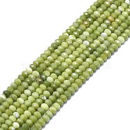 Natural Peridot Beads Strands, Faceted, Rondelle, 6x4mm, Hole: 1mm, about 85~90pcs/strand, 15.55 inch(39.5cm)(G-F715-082)