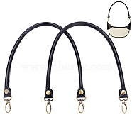 Round PU Leather Bag Handles, with Alloy Swivel Clasps, for Bag Replacement Accessories, Black, 58.5x1.05cm(FIND-WH0135-78)