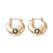 316 Stainless Steel Hoop Earrings, Enamel Evil Eye Earring for Women, Black, 18.5x20x5.2mm, Pin: 0.8mm(EJEW-I282-01D-01G)