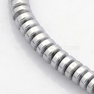 Electroplate Non-magnetic Synthetic Hematite Beads Strands, Heishi Beads, Flat Round/Disc, Platinum Plated, 4x2mm, Hole: 1mm, about 194pcs/strand, 15.7 inch(X-G-J216C-08)