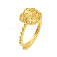 Square Brass Adjustable Rings for Women, Real 24K Gold Plated, US Size 6 3/4(17.1mm)(RJEW-L120-012G)