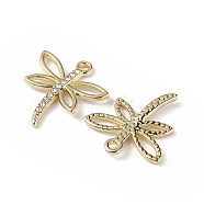 Alloy Micro Pave Cubic Zironia Pendants, Dragonfly Charm, Golden, 20x18x2mm, Hole: 1.5mm(X-PALLOY-K001-25)