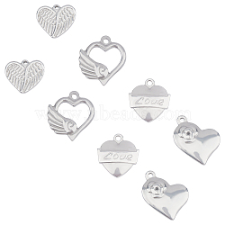 Unicraftale 8Pcs 4 Style 304 Stainless Steel Pendants, Heart, Stainless Steel Color, 16~25x18~21.5x3.5~5mm, Hole: 1.5~2.5mm, 2pcs/style(STAS-UN0029-46)
