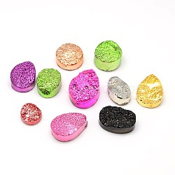 Electroplate Natural Druzy Quartz Crystal Beads, Dyed, Mixed Style, Mixed Color, 10~20x10~15x5~10mm(G-G639-A-M)