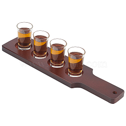 Wooden Shot Glasses Serving Tray, for Pub, Coconut Brown, 367x88.5x16mm, Hole: 6mm, Inner Diameter: 47.5mm(WOOD-WH0029-47)