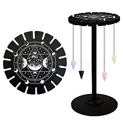 Wooden Wheel, Wooden Display Shelf, Black Holder Stand, Rustic Divination Pendulum Storage Rack, Witch Stuff, Moon, Wheel: 120x8mm, 2pcs, Studdle: 288x12mm, 1pc(DJEW-WH0046-067)