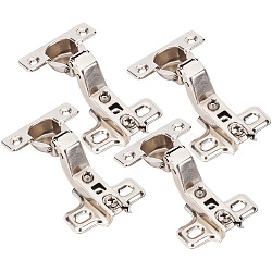 Gorgecraft 4Pcs Iron Hinge, Wardrobe Door Accessories, Stainless Steel Color, 84.5x50.7x32mm, Hole: 4mm and 4.4x7.9mm(FIND-GF0002-41)