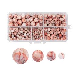 340Pcs 4 Sizes Natural Red Netstone Round Beads, 4mm/6mm/8mm/10.5mm, Hole: 1~1.2mm(G-LS0001-35)