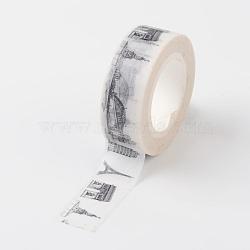 DIY Building Pattern Scrapbook, Decorative Paper Tapes, Adhesive Tapes, Black, 15mm, about 10m/roll(DIY-F004-08B)