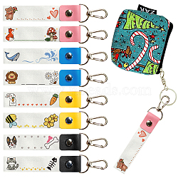 PU Leather & Cotton Name Marker Keychain, with Zinc Alloy Keychain, Mixed Shapes, 13x2cm(AJEW-WH0514-001)