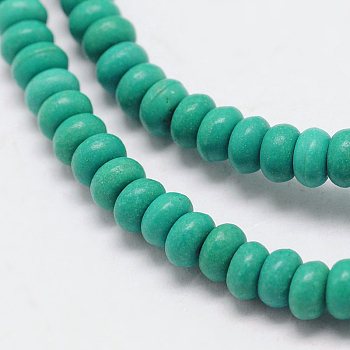 Dyed Synthetical Turquoise Rondelle Bead Strand, 6x4mm, Hole: 1mm, about 95pcs/srtand, 15.7 inch