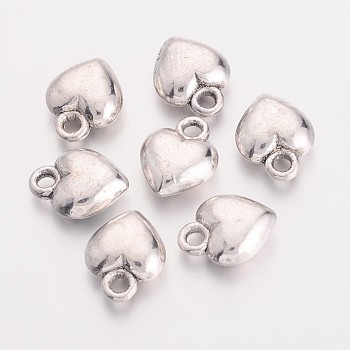Valentine Day Ideas for Her Tibetan Style Alloy Charms, Lead Free, Cadmium Free and Nickel Free, Heart, Antique Silver, 11.5mm long, 9mm wide, 4.5mm thick, hole: 1.5mm