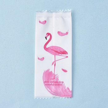 Plastic Bag, Flamingo Printed, Nougat Candy Wrapper, Available for Bag Heat Sealer, Rectangle, Pink, 9.7x3.9x0.02cm