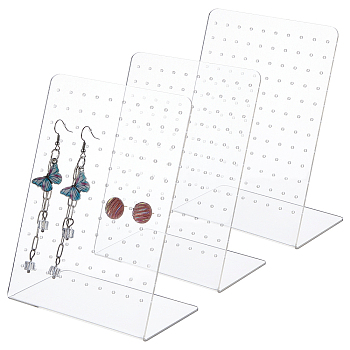 Organic Glass Displays, Jewelry Display Rack, Clear Earring Hanger, Rectangle, Clear, 4x2x5-1/2 inch(10x5x14cm), Hole: 2mm