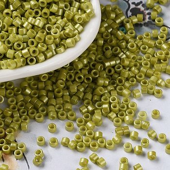 Baking Paint Glass Seed Beads, Cylinder, Olive, 2.5x2mm, Hole: 1.4mm, about 5039pcs/50g