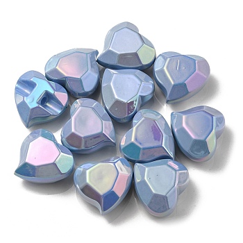 UV Plating Rainbow Iridescent Acrylic Beads, Heart, Light Blue, 22x23x13mm, Hole: 3.5mm