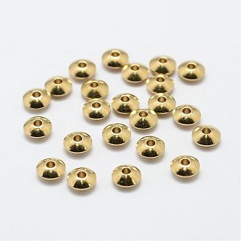 Brass Spacer Beads, Rondelle, Nickel Free, Raw(Unplated), 6x2.5mm, Hole: 1mm