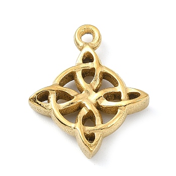 304 Stainless Steel Pendants, Witch Knot Charm, Golden, 18x15x3mm, Hole: 1.2mm