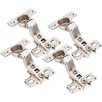 Gorgecraft 4Pcs Iron Hinge, Wardrobe Door Accessories, Stainless Steel Color, 84.5x50.7x32mm, Hole: 4mm and 4.4x7.9mm