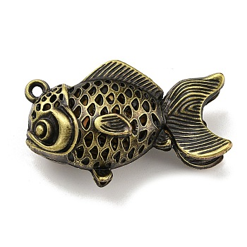 Tibetan Style Alloy Pendants, Fish
, Cadmium Free & Lead Free, Antique Bronze, 44.5x38.5x16mm, Hole: 2mm