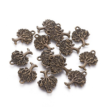 Tibetan Style Alloy Pendant, Lead Free and Cadmium Free, Tree of Life, Antique Bronze, 22x17x2mm, Hole: 2mm