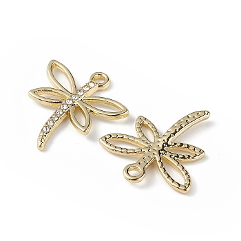 Alloy Micro Pave Cubic Zironia Pendants, Dragonfly Charm, Golden, 20x18x2mm, Hole: 1.5mm