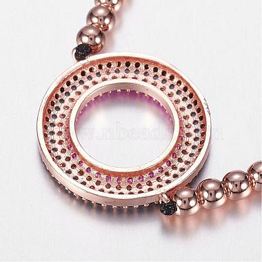 Bracelets de perles tressés en laiton réglables(BJEW-G528-01RG)-3