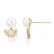 Clear Cubic Zirconia Tree of Life Stud Earrings with Natural Pearl(PEAR-N020-06I)-2