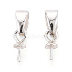925 Sterling Silver Cup Peg Bails, with S925 Stamp, for Half Drilled Beads, Silver, 10.5~11mm, Hole: 4x3mm, Tray: 6~6.5x2.5mm, Pin: 0.5mm(STER-T009-23S)