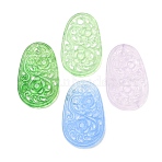 Dyed Natural Quartz Carved Pendants, Hollow Oval Charms, Mixed Color, 36~37x22.5~23x3~4mm, Hole: 1mm(GG-CBA0022-11)
