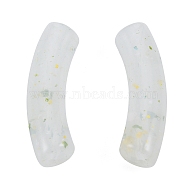 Marbled Stone Style Opaque Acrylic Beads, Curved Tube, White, 31.5x7.5~8mm, Hole: 1.6mm(OACR-G009-04A-04)