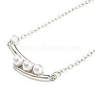 Pea Shaped Plastic Imitation Pearl Pendant Necklace with Brass Cable Chains, Platinum, 16.69~17.01 inch(42.4~43.2cm)(NJEW-F316-01P)