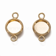 304 Stainless Steel Cabochon Connector Settings, Plain Edge Bezel Cups, Flat Round, Real 18K Gold Plated, Tray: 6mm, 13x8x1.5mm, Hole: 1.5~1.8mm(STAS-H130-23D-G)