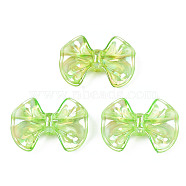 Transparent Acrylic Beads, Rainbow Color Plated, Bowknot, Green Yellow, 23x31x9mm, Hole: 2.5mm(TACR-N006-63B)