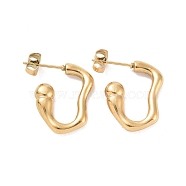 Ion Plating(IP) 304 Stainless Steel Stud Earring for Women, Hook Shape, Golden, 20x15x3.5mm, Pin: 0.8mm(EJEW-F287-02G)