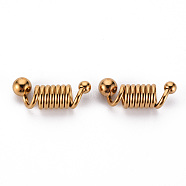 304 Stainless Steel Coil Cord Ends, Real 18K Gold Plated, 24x8mm, Hole: 5mm(STAS-T052-37G)