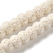 Natural Lava Rock Dyed Beads Strands, Rondelle, Floral White, 8x5~6mm, Hole: 1.6mm, about 65~66pcs/strand, 15.75''(40~40.5cm)(X-G-Z036-B01-04)