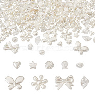 180Pcs 9 Style ABS Plastic Imitation Pearl Beads, Star & Heart & Flower, Creamy White, 10~25x9~29.5x4~7.5mm, Hole: 1.2~1.8mm, 20pcs/style(OACR-CD0001-08)