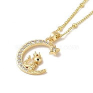 Brass Micro Pave Clear Cubic Zirconia Pendants Necklaces, The 12 Animals of the Chinese Zodiac, Real 18K Gold Plated, Dragon, 17.28 inch(43.9cm)(NJEW-K269-05G-09)