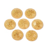 Resin Cabochons, with Glitter Powder & Foil, Faceted, Dome/Half Round, Goldenrod, 14.5~15x5mm(CRES-XCP0001-28)