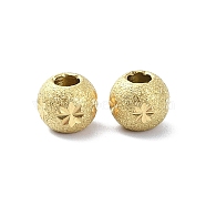 Ion Plating(IP) 316 Stainless Steel Beads, Textured, Round with Flower, Real 18K Gold Plated, 6x5mm, Hole: 2mm(STAS-H191-07G)