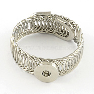 Adjustable Brass Snap Bracelet Making, with Iron Findings, Platinum, 59x19mm, Fit snap button in 5~6mm knot(X-BJEW-R037-11)